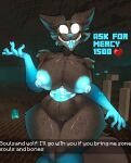  anthro areola big_areola big_breasts biped black_body black_fur blue_areola blue_arms blue_body blue_eyebrows blue_fur blue_mouth blue_nipples blue_nose blue_tongue breasts canid canine canis chat_message clitoris dialogue digital_drawing_(artwork) digital_media_(artwork) english_text eyebrows female foxgumie fur genitals heart_symbol hi_res looking_at_viewer mammal microsoft minecraft minecraft_background mojang navel nipple_dip nipples no_irises no_pupils nude open_mouth pussy screencap screencap_background sharp_teeth smile solo soulsand_wolf_(foxgumie) teeth text the_nether_(minecraft) thick_thighs tongue translucent translucent_belly translucent_body white_sclera wide_hips wolf wolf_(minecraft) xbox_game_studios 
