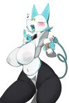  anthro areola big_breasts biped bombeebus breasts clothing darkner deltarune felid feline female female_anthro floating_hands fur hair hi_res machine mammal nipples robot simple_background smile solo tail tasque_manager thick_thighs undertale_(series) white_body white_fur wide_hips yellow_eyes 
