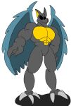abs arma_(demon&#039;s_crest) capcom comicfiruko demon demon&#039;s_crest digital_media_(artwork) empty_eyes feathered_wings feathers featureless_chest featureless_crotch gargoyle gargoyle&#039;s_quest ghosts_&#039;n_goblins hi_res male muscular muscular_male nude simple_background solo wings