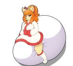  accessory anthro asian_clothing big_diaper canid canine ceroba_ketsukane clothing diaper east_asian_clothing female footwear fox gl1tchedpup hair_accessory hair_bell japanese_clothing kimono mammal ribbons smile smirk solo standing thick_thighs undertale_(series) undertale_yellow 