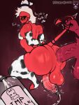  absurd_res anal anal_penetration animal_print anus balls bedroom_eyes big_butt bodily_fluids bottom_heavy butt clothed clothing cow_print cow_print_armwear cow_print_bra cow_print_legwear cow_print_lingerie cow_print_thigh_highs cozymun crossdressing cum curved_horn demon demon_humanoid dialogue english_text erection fangs femboy footwear freckles genital_fluids genitals hair half-closed_eyes heart_symbol helluva_boss hi_res horn huge_butt humanoid humanoid_genitalia humanoid_on_humanoid humanoid_penetrated humanoid_penetrating humanoid_penetrating_humanoid humanoid_penis imp looking_pleasured male male/male male_penetrated male_penetrating male_penetrating_male moxxie_(helluva_boss) narrowed_eyes open_mouth open_smile pear-shaped_figure penetration penile penile_penetration penis penis_in_ass penis_milking penis_milking_machine perineum raised_tail running_makeup running_mascara seductive sex smile socks solo_focus spade_tail tail tail_pull teeth text thick_thighs toeless_footwear toeless_legwear toeless_socks toeless_stockings vein veiny_penis white_hair wide_hips wrists_tied yellow_sclera 
