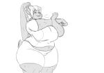  2021 5_fingers anthro arm_on_breasts bangs bent_arm big_breasts blush blush_lines bottomwear breasts breath breathing buckteeth clothed clothing digital_drawing_(artwork) digital_media_(artwork) ears_tied_back eyes_closed female fingers fur grey_body grey_fur hair jessica_gadson lagomorph leporid long_ears mammal open_mouth rabbit shirt short_hair short_tail shorts simple_background sketch slightly_chubby slightly_chubby_anthro slightly_chubby_female smile solo standing stretching t-shirt tail teeth thick_thighs topwear volkenfox white_background white_bottomwear white_clothing white_hair white_nose white_shirt white_shorts white_t-shirt white_topwear wide_hips 