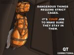  anthro ball_gag bdsm big_gag blue_body blue_fur bondage bound bound_male brown_collar brown_strap bulge caption collar english_text fur gag generation_7_pokemon latex lycanroc male nintendo nose_hooks orange_latex pokemon pokemon_(species) prison prisoner sensory_deprivation sleepsack storage straps stripedcrocodile text white_body white_fur 