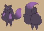  anthro big_butt butt dipstick_tail featureless_crotch gloves_(marking) grey_body hi_res huge_butt hyper hyper_butt looking_at_viewer looking_back male mammal markings neck_tuft nude purple_eyes smile solo tail tail_markings tuft xytora 