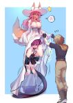  animal_ears areola dress elizabeth_bathory fate/extra fate/stay_night heels horns kitsune no_bra see_through skirt_lift tail tamamo_no_mae wisespeak 