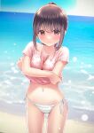  bikini chikuwa_(odennabe) shirt_lift swimsuits tagme undressing 