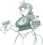  2024 4th_of_july 5_fingers absurd_res afterimage alternate_costume american_flag anthro arm_hair arm_tattoo arms_bent bent_arm big_breasts big_eyes big_iris biped black_and_white body_hair bottomwear breasts burger button_(fastener) cheek_tuft clothed clothed_anthro clothed_female clothing dark_clothing dark_hair dark_shirt dark_stripes dark_t-shirt dark_topwear denim denim_bottomwear denim_clothing digital_drawing_(artwork) digital_media_(artwork) domestic_cat english_text eyebrow_through_hair eyebrows eyelashes facial_markings facial_tuft felid feline felis female fingers flag flag_(object) food fully_clothed fully_clothed_anthro fully_clothed_female fur fur_tuft grin grinning_at_viewer gun hair head_markings headkerchief heart_symbol hi_res holding_burger holding_food holding_knife holding_object holding_plate holidays humanoid_hands iris jeans kerchief knife looking_at_viewer mammal markings mature_anthro mature_female medium_hair midriff monochrome motion_lines mrs._katswell muscular muscular_arms navel nickelodeon pants pattern_headkerchief pattern_kerchief plate pockets prick_ears print_clothing print_shirt print_t-shirt print_topwear pupils ranged_weapon redout shirt slightly_chubby slightly_chubby_anthro slightly_chubby_female smile smiling_at_viewer solo spotted_headkerchief spotted_kerchief standing star steam striped_body striped_face striped_fur stripes t-shirt t.u.f.f._puppy tail tattoo text text_on_clothing text_on_shirt text_on_t-shirt text_on_topwear thick_thighs three-quarter_view topwear translucent translucent_hair tuft united_states_of_america weapon white_heart white_text 