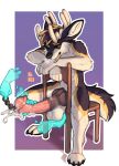  anal_beads animal_genitalia animal_penis anthro ball_holding bodily_fluids canid canine canine_genitalia canine_penis cum cum_on_penis equine_genitalia equine_penis fenneckiro genital_fluids genitals hi_res kyzermutt male mammal penetration penis sex_toy solo urethral urethral_penetration 