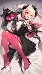  dress feet girls_frontline heels horns m4_sopmod_ii_(girls_frontline) no_bra ray_(pixiv9514208) skirt_lift thighhighs torn_clothes 