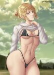  annie_leonhardt bra cameltoe erect_nipples pantsu savagexthicc shingeki_no_kyojin shirt_lift thong 