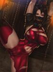  ass bodysuit bondage cameltoe erect_nipples limgae soul_calibur soul_calibur_iv taki torn_clothes 