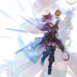  animal_ears armor final_fantasy final_fantasy_xiv megane miqo&#039;te seneka_grafika sword tail thighhighs 