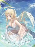  angel dress no_bra pantsu sapota_clone see_through skirt_lift wet wet_clothes wings 