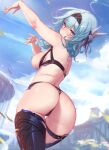  ass breasts eula_(genshin_impact) garter genshin_impact mitsu_(mitsu_art) nipples no_bra pantsu thighhighs thong 