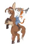  anthro breasts duo elephant elephantid equid equine felid feline female feral genitals gun herm hi_res horse hybrid intersex lynx mammal penis proboscidean ranged_weapon rodeo tama-tama weapon 