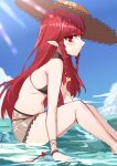  arknights bikini hongbaise_raw horns pointy_ears see_through swimsuits tail vigna_(arknights) wet 