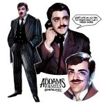  1boy addams_family black_eyes black_footwear black_hair black_suit formal gomez_addams looking_at_viewer namalovky short_hair solo suit 