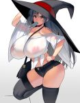  areola masao no_bra see_through thighhighs witch 