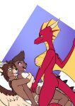 abstract_background ahegao anal anal_penetration anthro antlers belly blush bodily_fluids breasts brown_body brown_fur brown_hair canid canine cum cum_in_pussy cum_inside deer diana_bunfox double_teamed dragon feathered_wings feathers female female_penetrated fin fours_(artist) fox fur genital_fluids group hair head_fin hi_res horn hug hybrid lagomorph larger_penetrated leaking_cum leporid looking_pleasured lucan_(golddrake) male male/female male/male male_penetrated male_penetrating male_penetrating_female male_penetrating_male mammal mythological_creature mythological_scalie mythology nipples penetration rabbit red_body red_scales scales scalie selena_(golddrake) sex size_difference spiked_tail spikes spikes_(anatomy) tail trio vaginal vaginal_penetration white_belly wings yellow_body yellow_scales