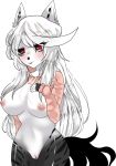  anthro big_breasts black_fur black_sclera blush breasts censored clothing ear_piercing ear_ring felid feline female fur hair lilith_(thewallspaintedred) long_hair mammal meme piercing pussy red_eyes solo stripes thewallspaintedred twitter_hoodie white_fur white_hair 