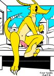  2019 anthro balls blush cartooning castle claws digital_media_(artwork) dragon fantasy feet flaccid horn humanoid_penis inside looking_at_viewer male male/male navel nude paws penis reptile scalie sitting smile solo tigertooth toes 