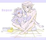  1girl bath blue_eyes inumimi_moeta link midna nude one_eye_closed pointy_ears red_eyes soap the_legend_of_zelda the_legend_of_zelda:_twilight_princess 