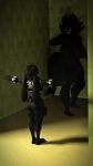 3d_(artwork) absurd_res anthro assertive_dominant backed_up cornered digital_media_(artwork) discomfort domi_(domibun) domibun duo female glowing glowing_eyes hi_res karelia_(ace_rattman) lagomorph leporid mammal rabbit scared size_difference source_filmmaker_(artwork) t-pose the_backrooms