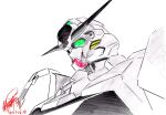  dated gundam gundam_calibarn gundam_suisei_no_majo mecha mobile_suit no_humans robot science_fiction signature solo traditional_media upper_body v-fin white_background zzz_sakaz 