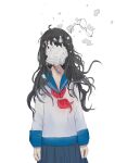  1girl absurdres asphyxiation black_hair character_request copyright_request drowning glasses highres long_hair shrimp_cc solo tagme uniform 