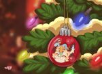anthro arthropod bee christmas christmas_decorations christmas_lights christmas_tree eyes_closed happy hi_res holidays hybrid hymenopteran insect male naoto plant solo tree