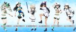  6+girls anchovy_(girls_und_panzer) anzio_(emblem) asymmetrical_bangs ball bangs baseball baseball_bat baseball_cap baseball_helmet baseball_jersey baseball_mitt baseball_uniform bike_shorts bike_shorts_under_shorts bike_shorts_under_skirt black_bow black_eyes black_footwear black_gloves black_hair black_shirt black_shorts blue_background blue_footwear blush boko_(girls_und_panzer) bow braid breasts brown_eyes brown_footwear brown_hair character_name chi-hatan_(emblem) cleats collarbone crop_top drill_hair emblem eyebrows_visible_through_hair fingerless_gloves full_body girls_und_panzer girls_und_panzer_senshadou_daisakusen! gloves green_belt green_gloves green_hair green_headwear green_legwear grey_legwear hair_bow hair_over_one_eye hand_on_headwear hat hat_feather helmet highres holding holding_ball holding_baseball_bat horseshoe_ornament jacket keizoku_(emblem) legs long_hair long_sleeves looking_at_viewer messy_hair midriff mika_(girls_und_panzer) miniskirt multiple_girls navel nishi_kinuyo official_art ogin_(girls_und_panzer) ooarai_(emblem) open_mouth pepperoni_(girls_und_panzer) playing_sports pleated_skirt ponytail purple_headwear red_bow red_eyes ribbon running selection_university_(emblem) shimada_arisu shirt short_hair short_shorts short_sleeves shorts sidelocks skirt smile socks sport sportswear standing standing_on_one_leg star_(symbol) thighhighs thighs twin_drills two-tone_shirt visor_cap white_footwear white_headwear white_legwear white_shirt white_shorts white_skirt wristband 