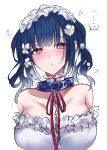  ... 1girl :&lt; absurdres bare_shoulders blue_collar blue_hair blush breasts brown_eyes chain closed_mouth collar collarbone dress heart heart-shaped_pupils highres large_breasts looking_at_viewer neck_ribbon nijisanji red_ribbon ribbon simple_background solo spoken_ellipsis spoken_heart strapless strapless_dress symbol-shaped_pupils twintails upper_body virtual_youtuber white_background white_dress yamagami_karuta yuki_maccha_(yukimattya10) 