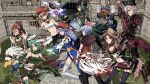  4girls 5boys :3 angeling archbishop_(ragnarok_online) argyle_shirt arm_blade armor arrow_(projectile) bangs belt black_belt black_headwear black_pants black_shirt blonde_hair blue_dress blue_eyes blue_hair bow breastplate breasts brown_eyes brown_hair brown_headwear cabbie_hat camouflage_scarf castle cleavage clenched_hand closed_mouth coat coke-bottle_glasses commentary_request cross dagger detached_sleeves deviruchi_hat dress elbow_gloves eyebrows_visible_through_hair facial_hair feet_out_of_frame fingerless_gloves flower flower_in_mouth fur-trimmed_coat fur_collar fur_trim game_screenshot_background gauntlets glasses gloves green_coat green_eyes green_gloves green_hair green_legwear green_scarf green_shorts green_tubetop griffin gryphon_(ragnarok_online) guillotine_cross_(ragnarok_online) hair_between_eyes hair_flower hair_ornament hat head_wings holding holding_arrow holding_bow holding_staff jamadhar jewelry juliet_sleeves knife lace-trimmed_skirt lace_trim leaf long_hair long_sleeves looking_afar looking_at_viewer looking_to_the_side mage_staff mask mechanic_(ragnarok_online) medium_breasts medium_hair midriff miniskirt mouth_hold multiple_boys multiple_girls mustache navel necklace open_mouth pants pauldrons power_armor puffy_sleeves purple_hair ragnarok_online ranger_(ragnarok_online) red_armor red_eyes red_headwear red_shirt red_skirt reins reona_amane royal_guard_(ragnarok_online) sarashi sash scarf shadow_chaser_(ragnarok_online) shirt short_hair shorts shoulder_armor shura_(ragnarok_online) skirt skull_hat_ornament sleeveless sleeveless_shirt slime_(creature) smile sorcerer_(ragnarok_online) staff stalk_in_mouth strapless thighhighs tubetop two-tone_dress warlock_(ragnarok_online) weapon white_dress white_hair white_legwear white_shirt white_sleeves yellow_sash 