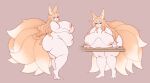 animal_humanoid areola belly bent_over big_belly big_breasts big_butt breasts butt cakecatboy canid canid_humanoid canine canine_humanoid female fox_humanoid hair heart_symbol hi_res huge_breasts huge_butt huge_thighs humanoid licking licking_lips mammal mammal_humanoid multi_tail nipples nude obese obese_female obese_humanoid orange_hair overweight overweight_female overweight_humanoid red_eyes signature smile smiling_at_viewer solo standing tail text thick_thighs tongue