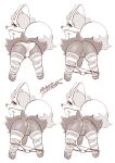 absurd_res anthro anus balls blasticussaturn bodily_fluids braixen clothed clothing crossdressing cum cum_in_ass cum_inside cum_on_panties generation_6_pokemon genital_fluids genitals hi_res legwear male monochrome nintendo panties panties_around_ankles panties_down partially_clothed pattern_clothing pattern_legwear pawpads paws penis perineum pokemon pokemon_(species) signature simple_background spank_marks striped_clothing striped_legwear stripes thigh_highs underwear underwear_down white_background