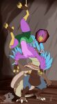 absurd_res anthro anthro_pred anthro_prey avian avian_feet beak biped bird blue_body brown_body bryce_daeless claws countershading esophagus feathered_crest feathered_wings feathers feral galliform green_eyes gryphon gyro_feather head_crest hi_res horn internal kobold male male_pred male_prey mythological_avian mythological_creature mythology oral_vore paws peafowl phasianid pink_body pupils quadruped scalie shikaro slit_pupils smaller_pred snare_trap tail tail_tuft tan_body tuft vore wings