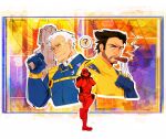  3boys ? cable_(marvel) cigar claws comic_background copyright_name deadpool deadpool_&amp;_wolverine deadpool_(series) deadpool_2 diffraction_spikes english_commentary glowing glowing_eye gun hand_on_own_cheek hand_on_own_face heart highres holding holding_gun holding_weapon looking_at_viewer male_focus marvel marvel_cinematic_universe multiple_boys seadeepspace smoke smoking speech_bubble spoken_question_mark standing standing_on_one_leg superhero_costume weapon wolverine_(x-men) x-men x-men_film_series 