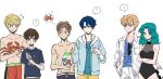  2boys 4girls :o ? ^^^ androgynous animal aqua_hair bishoujo_senshi_sailor_moon black_one-piece_swimsuit blonde_hair blue_eyes blue_hair bowl breasts brown_eyes brown_hair cleavage closed_mouth commentary_request couple crab crossed_arms crossover food fujioka_haruhi gekkan_shoujo_nozaki-kun hand_in_pocket height_difference hetero holding holding_animal holding_bowl holding_spoon hood hooded_jacket hori_masayuki image_in_thought_bubble jacket kaiou_michiru kashima_yuu korean_commentary looking_at_another male_swimwear multiple_boys multiple_girls one-piece_swimsuit open_clothes open_jacket ouran_high_school_host_club parted_lips reverse_trap see-through_cleavage see-through_clothes shaved_ice shirt short_hair simple_background spoken_question_mark spoon sunglasses suou_tamaki susurususu swim_trunks swimsuit t-shirt ten&#039;ou_haruka topless_male trait_connection unworn_eyewear upper_body v-shaped_eyebrows white_background white_jacket yuri 