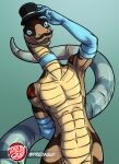 anthro armwear blue_eyes boa_(snake) choker clothing countershade_tail countershade_torso countershading disguise elbow_gloves facial_hair fake_mustache furgonomics gloves handwear hat headgear headwear hi_res jewelry legwear legwear_only markings mostly_nude mustache navel necklace poja_(the_red_tail_boa) predaguy pupils reptile scales scalie slit_pupils smile smiling_at_viewer snake stockings stockings_only striped_body striped_markings striped_tail stripes tail tail_clothing tail_markings tail_stocking tipping_hat toned_body toned_male top_hat ventral_scales wide_hips