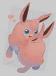  blue_eyes closed_eyes commentary_request gen_1_pokemon heart highres hug kikuyoshi_(tracco) looking_at_viewer no_humans open_mouth pokemon pokemon_(creature) signature smile tongue wigglytuff 