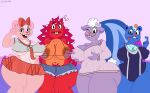 anthro bear big_breasts big_butt bikini bikini_top blue_body bottomwear bovid bow_ribbon breasts butt caprine clothing day74art eulipotyphlan female flaky_(htf) genitals giggles_(htf) group happy_tree_friends hedgehog hi_res lammy_(htf) mammal mephitid nipples nude nude_female petunia_(htf) pink_body pubes purple_body pussy red_body sheep shirt shorts skirt skunk sweater swimwear thick_thighs topwear two-piece_swimsuit