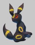  closed_mouth commentary_request full_body gen_2_pokemon grey_background highres kikuyoshi_(tracco) no_humans pokemon pokemon_(creature) shiny signature solo toes umbreon 