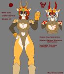 antelope anthro armor bare_legs black_markings black_visor blood bodily_fluids bovid breasts brown_clothing brown_eyes brown_hair brown_leotard cleavage_cutout clothing corrupted cutout ear_piercing ear_ring english_text expressive female fur gauntlets glitter_(kadath) gloves hair handwear horn leotard lyonley mammal markings piercing ring_piercing shoulder_guards small_breasts solo tan_body tan_fur tears_of_pain text two_color_fur visor_helmet yellow_body yellow_clothing yellow_fur yellow_gloves yellow_handwear