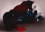  69_position anus balls black_balls black_body black_fur black_penis blue_body blue_fur canid canine duo feral feral_on_feral feral_penetrated feral_penetrating feral_penetrating_feral fur genitals gradient_background hi_res killthe_demon knot lying male male/male male_penetrated male_penetrating male_penetrating_male mammal markings on_back oral penetration penis penis_in_mouth pink_anus red_markings red_penis sex simple_background 