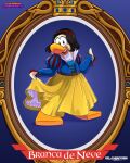 absurd_res anthro artist_name avian bird black_hair blue_clothing blue_shirt blue_topwear bottomwear clothing club_penguin female hair hi_res looking_at_viewer magic_mirror_(disney) open_mouth penguin relampago686 shirt skirt snow_white_(disney) snow_white_and_the_seven_dwarfs solo text topwear upper_teeth_only white_body white_skin yellow_bottomwear yellow_clothing yellow_skirt