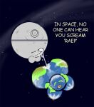 after_orgasm after_sex balls bodily_fluids breasts cloud comic_sans crying cum cum_inside cum_string death_star duo earth english_text female forced genital_fluids genitals humanoid_genitalia humanoid_penis living_planet male male/female nipples pandottermon penis planet rape space star star_wars tears text