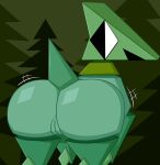 2025 absurd_res ambiguous_gender black_eyes butt drill_dragon drilly_(garn47) garn47 genitals green_body green_butt hi_res looking_back motion_lines open_mouth pussy rear_view solo standing tail white_sclera zinzoa