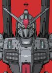  absurdres aeug commentary commission english_commentary gundam gundam_mk_iii gundam_msv highres looking_at_viewer mecha mecha_focus mobile_suit no_humans red_background robot science_fiction shoulder_cannon solo straight-on upper_body v-fin voxiela yellow_eyes zeta_gundam 