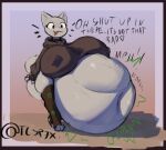 2025 anthro anthro_pred artist_name be_quiet belly belly_overhang belly_rolls big_belly big_breasts biped black_clothing black_gloves black_handwear black_hoodie black_legwear black_nose black_stockings black_text black_thigh_highs black_topwear bloated bodily_noises border breasts burning_sensation butt calling_for_help clothed clothed_anthro clothed_female clothing command covered_breasts cross-eyed curved_text dialogue digestion digestion_noises digital_media_(artwork) domestic_cat ears_up emily_(tcsrjx) english_description english_text exposed_belly exposed_butt felid feline felis female female_(lore) female_anthro female_pred fingerless_gloves floating_whiskers fluffy fluffy_tail full-length_portrait fully_inside fur glistening glistening_belly glistening_body glistening_fur glorsh gloves gradient_background green_text grey_belly grey_body grey_butt grey_ears grey_face grey_fur grey_inner_ear grey_tail handwear heart_reaction heart_symbol hi_res hood_down hoodie huge_belly huge_breasts ineffective_clothing legwear light lighting long_sleeves mammal monotone_belly monotone_body monotone_butt monotone_clothing monotone_face monotone_fur monotone_gloves monotone_handwear monotone_hoodie monotone_legwear monotone_stockings monotone_tail monotone_thigh_highs monotone_topwear motion_lines mph! muffled navel nipple_outline open_:3 open_mouth open_smile overweight overweight_anthro overweight_female pointy_ears portrait prick_ears rumbling_stomach same_size_vore shaded shortened_sound_effect shut_up simple_background smile soft_shading soft_vore solo sound_effect_variant sound_effects stockings straight_arm straight_leg tail talking_to_another talking_to_prey tcsrjx text thigh_highs three-quarter_view tight_thigh_highs topwear twitter_handle unseen_prey unwilling_prey vore vowelless vowelless_sound_effect vowelless_vocalization walking