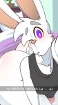 2024 absurd_res anthro bed big_butt black_clothing black_shirt black_topwear blush body_blush bulge bun-za_(footfoxxy) butt butt_blush cheek_tuft chest_tuft clothing english_description facial_tuft footfoxxy fur furniture head_tuft hi_res instagram korean_text lagomorph leporid long_ears male mammal on_bed one_eye_closed pink_clothing pink_nose pink_underwear purple_eyes rabbit rabbit_ears selfie shirt solo text topwear tuft underwear white_body white_fur